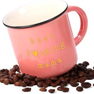 Pink Ceramic Mug 10 oz "Best f♥cking mama" Gag Gift, Mothers Gift - Brand new